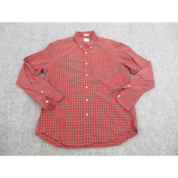 J. Crew Other - J CREW Shirt Mens L Red Check 100% Cotton Long Sleeve Button Down Classic Casual